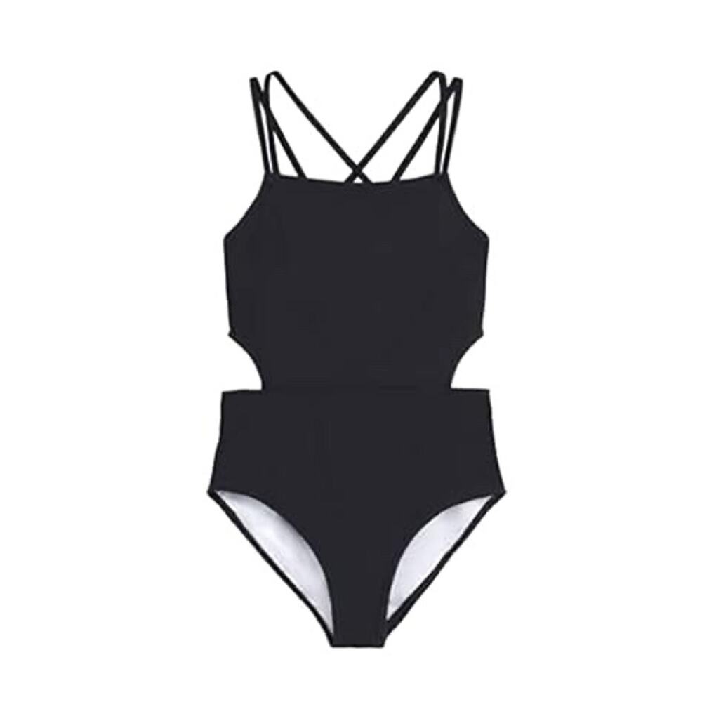 NWT Kanu Surf Girls' Waverly UPF 50+ Beach Sport Criss-Cross Tankini Size 14